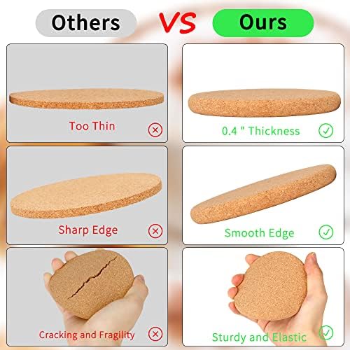 12 Pack 0.4" Ultra Thick Cork Coasters for Drinks 3.9" Diameter