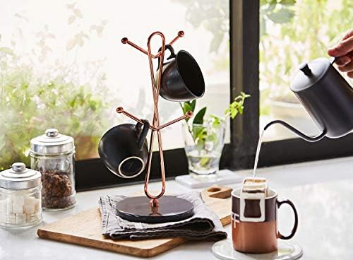 JEmarble Mug Holders with Copper Plated Standing - White Countertop