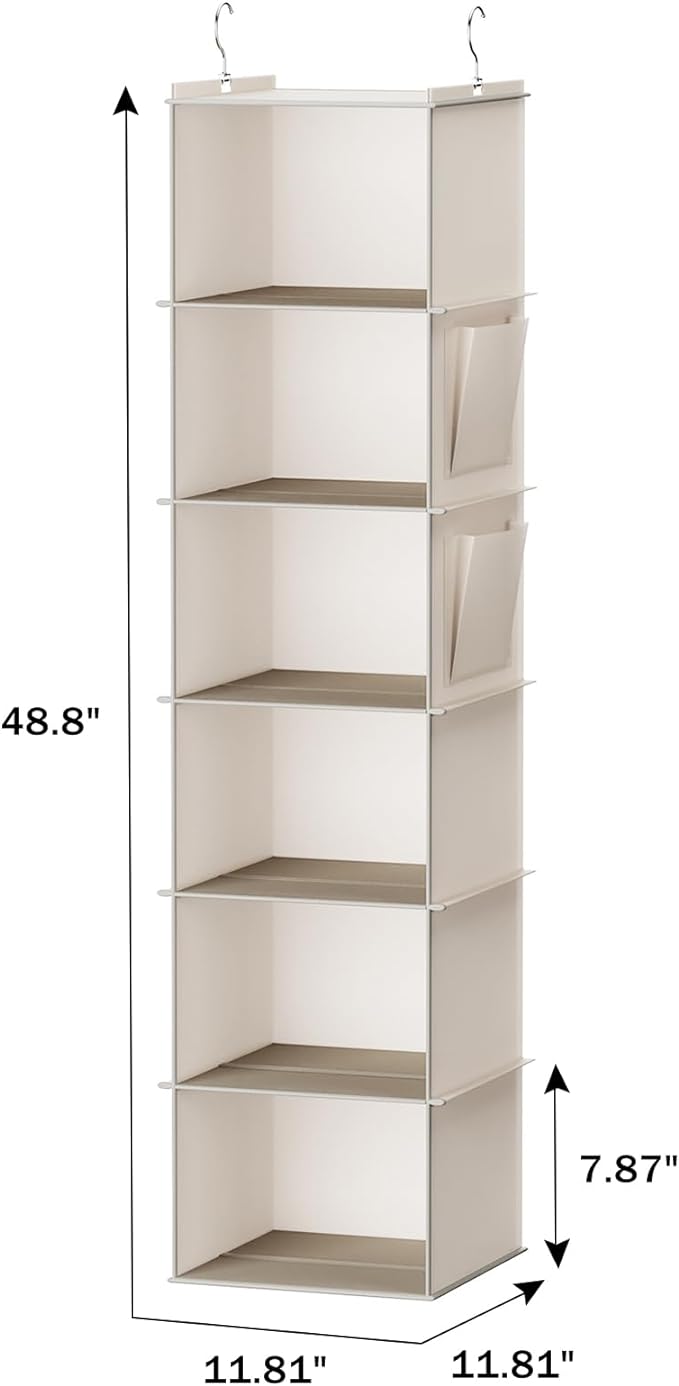 YOUDENOVA Hanging Closet Organizer, 6-Shelf Closet Hanging Storage Shelves - Image 3