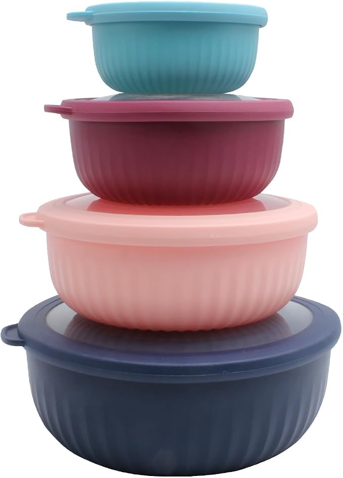 COOK WITH COLOR Prep Bowls with Lids- Wide and Deep Nesting Plastic Small by CookwithColor