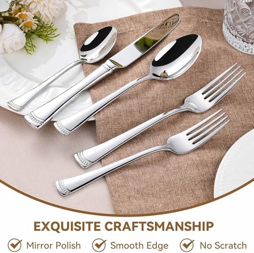 70 PCS Flatware & Serving Utensils Sets, 18/10 Heavy Silverware Set
