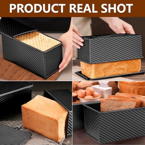 Pullman Loaf Pan with Lid 13x4, 2.2 lb Dough Capacity Bread Loaf Pan