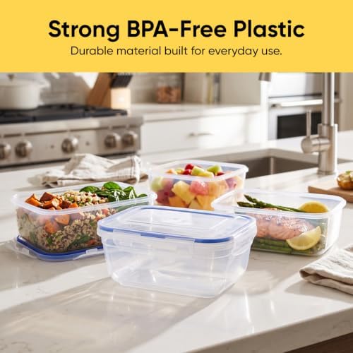 Large Plastic Food Storage Container with airtight Lid for Pantry