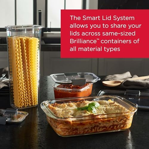 Rubbermaid Brilliance Set of 9 Glass Food Storage Containers, Clear
