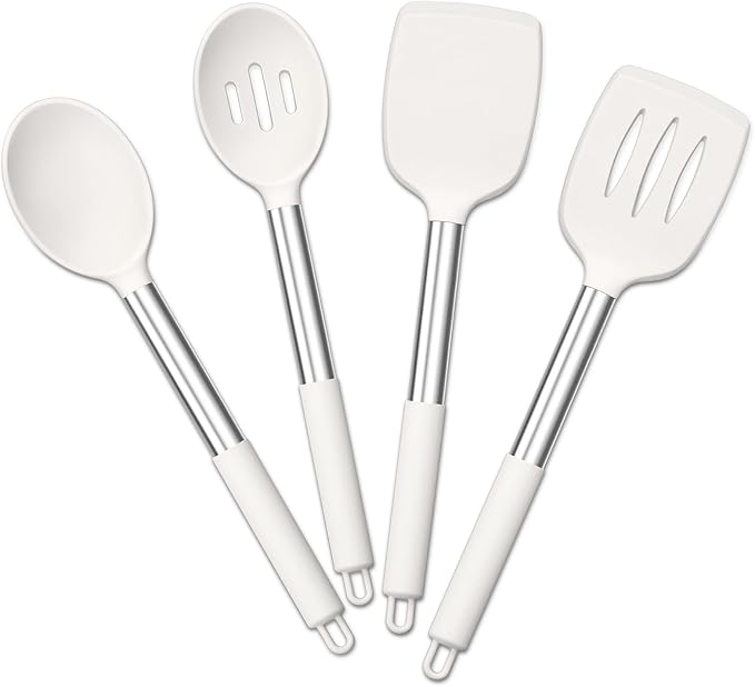 E-far Cooking Utensils Set of 4, Silicone Kitchen Utensils by E-far