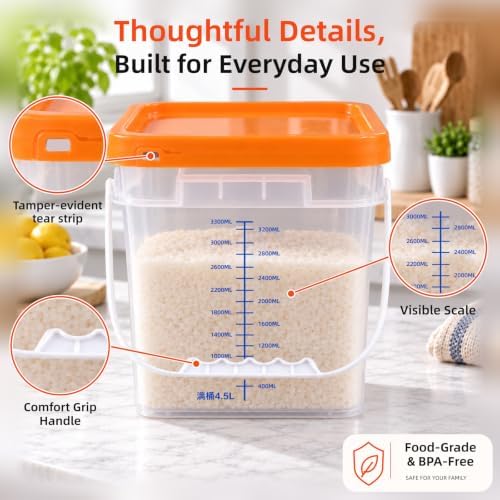 3 Pack 1 Gallon Clear Food Grade Plastic Buckets with Lids, Square