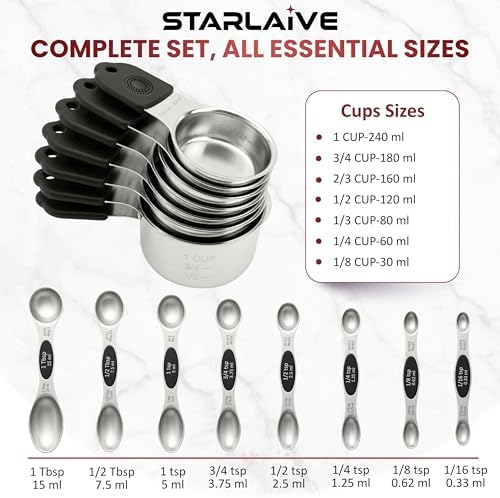 Magnetic Measuring Cups and Spoons Set of 16, 304 Stainless Steel