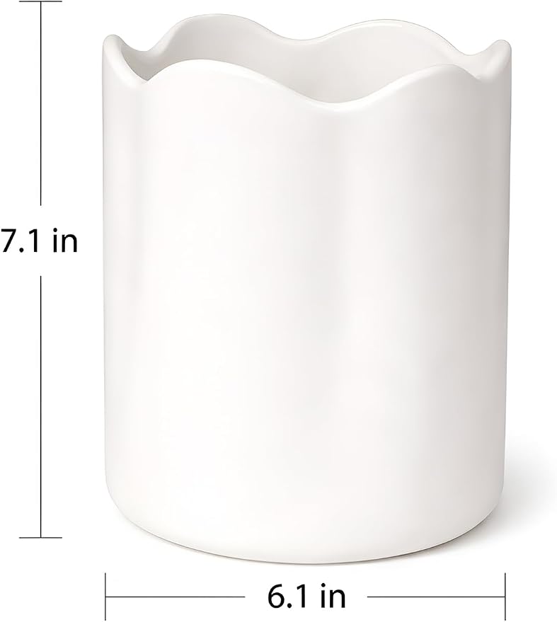 Ceramic Utensil Holder for Kitchen Counter, 7.1" Large Kitchen Utensil Crock - Image 4