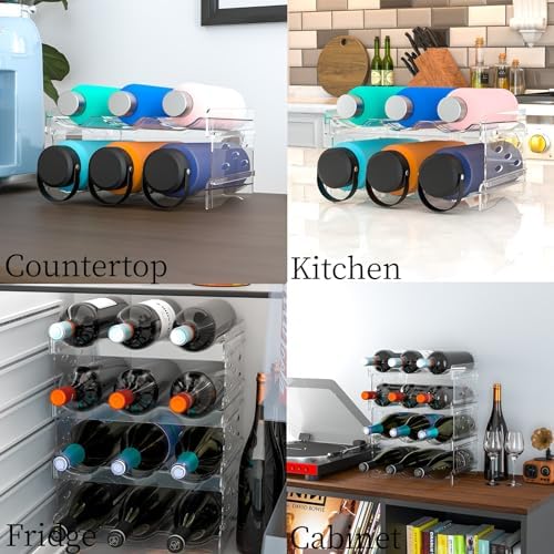SUOXING Stackable Water Bottle Organizer for Cabinet,Large Compartment
