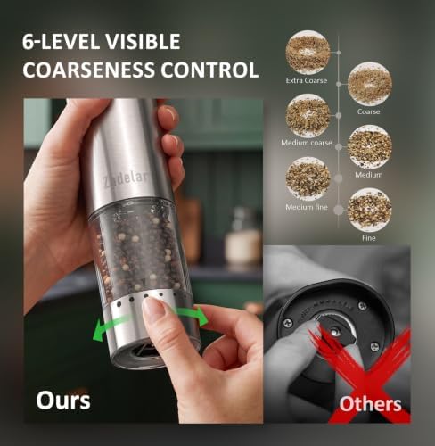 Electric Rechargeable Salt and Pepper Grinder Set, 95ml