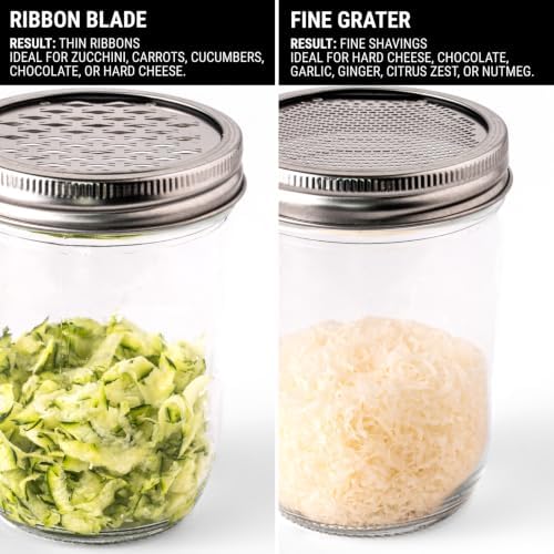 Microplane 2-Piece Ultimate Mason Jar Lid Grater Set, Fine & Ribbon
