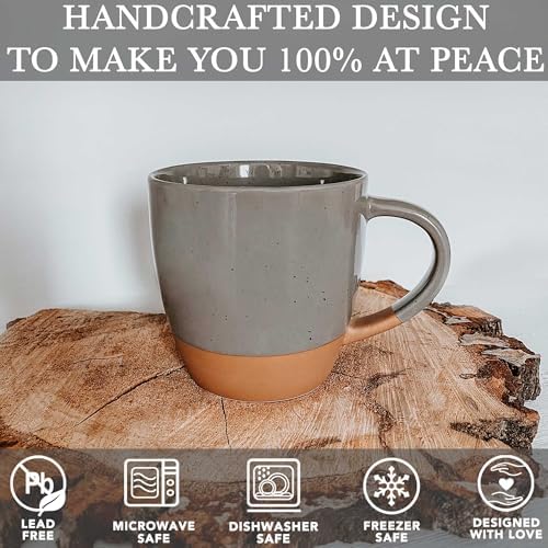 MORA Ceramic Large Latte Mug Set of 4, 16oz - Microwavable, Porcelain