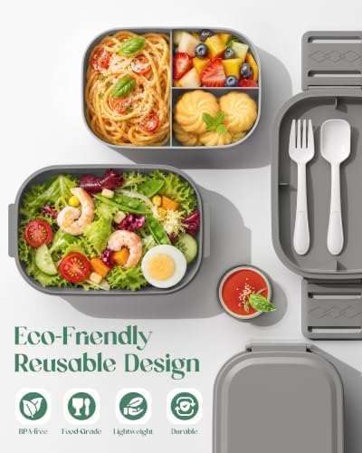 Bento Lunch Box, 65 oz 3-Tier Stackable Lunch Container, Adjustable