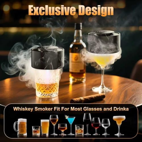 Electric Whiskey Smoker Kit, Rechargeable Built-in Lighter & LED