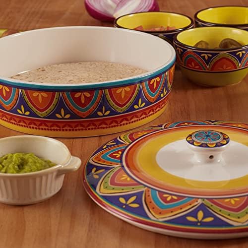 Bico Ceramic Tortilla Warmer with Lid, 8.9 Inch, Tunisian