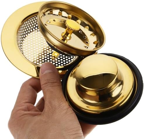 Kitchen Sink Strainer and Stopper Set Metal Drain Filter Basket with