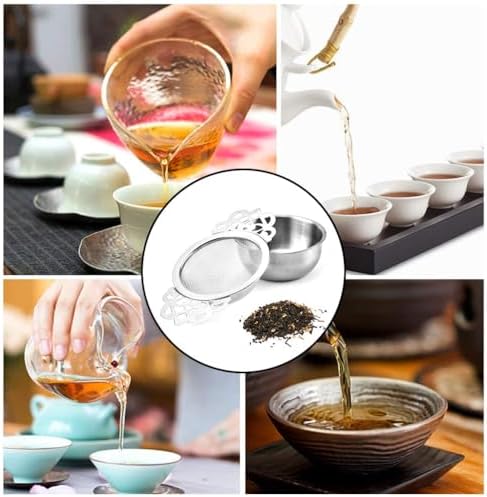 4 Set Tea Strainers with Drip Bowls Loose Leaf Tea Strainers