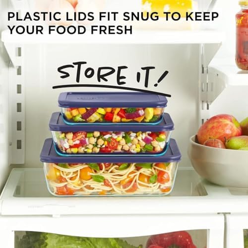 Pyrex Simply Store Rectangular Glass Food Containers, 3-Pack