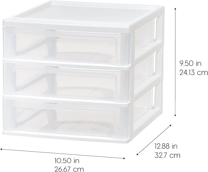 IRIS USA Medium 3-Drawer Stacking Desktop Organizer, 1 Pack, Plastic Drawer - Image 3