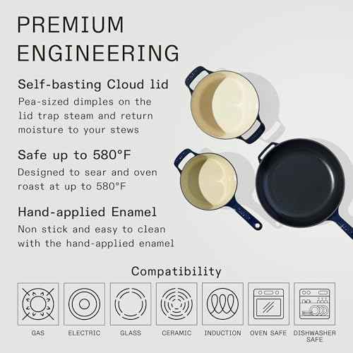Made In Cookware - 5 Pc Enameled Cast Iron Set - Blue - Includes Dutch