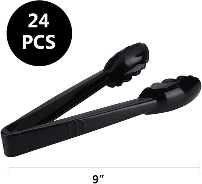24 Pieces Disposable Serving Tongs, Scalloped Grip Salad Tongs, Parties & - Image 2