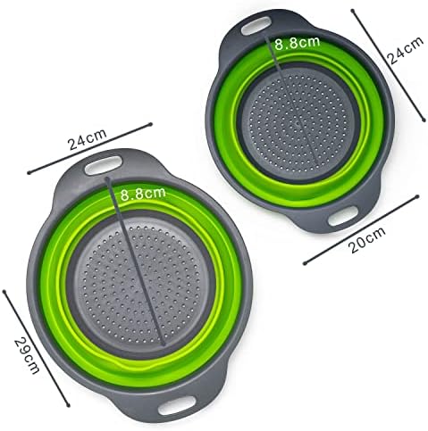 Set of 2 Collapsible Colander made of Silicone, Food-Grade, Perfect