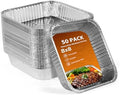 8x8 Foil Pans 50 Pack, Heavy Duty Square Aluminum Baking Pans