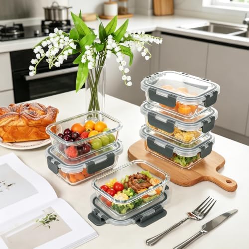 M MCIRCO 10-Pack 13 oz Glass Meal Prep Containers with Lids