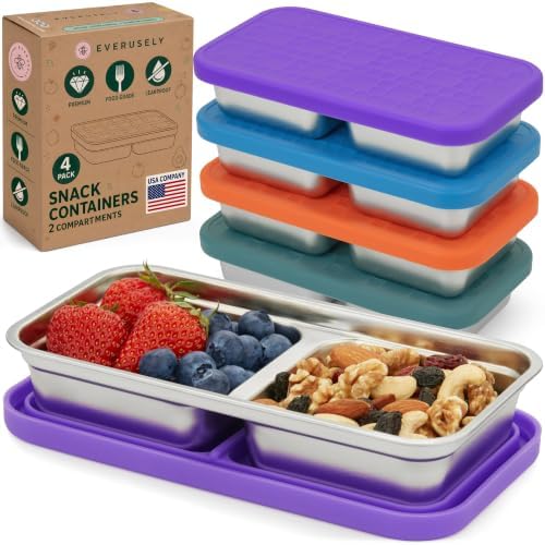 Stainless Steel Snack Containers, 13.5 oz, 4 Pack