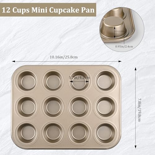 Mini Muffin Pan 2-Pack, Premium Small Cupcake Pans, Carbon Steel