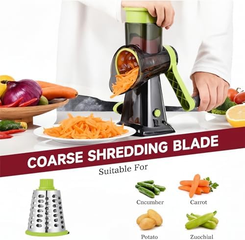 INCITATUS Rotary Cheese Grater, 3 Stainless Steel Blades
