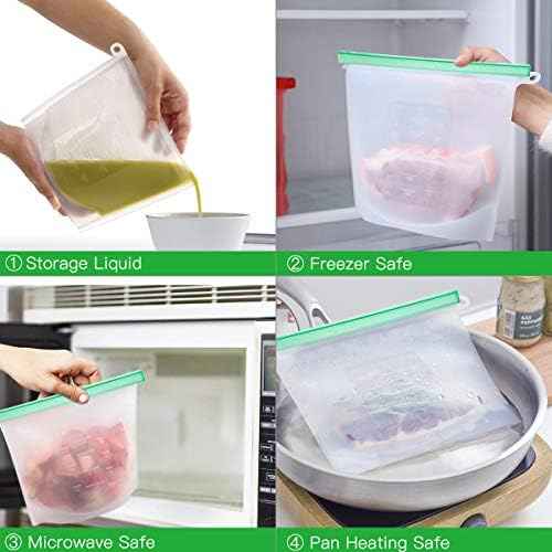 【Upgrade】Cadrim Reusable Extra Thick Silicone Food Storage Bags