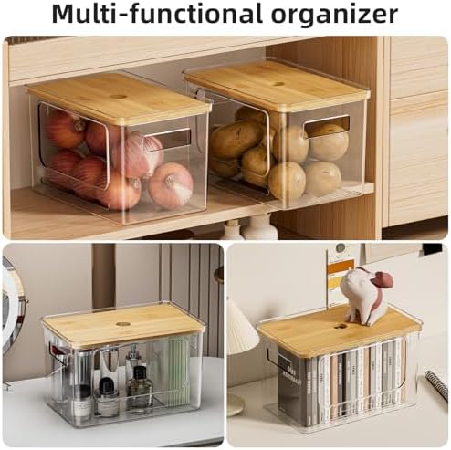 Trash Bag Holder Dispenser,Plastic Under Sink Organizer,Bamboo lid,Set