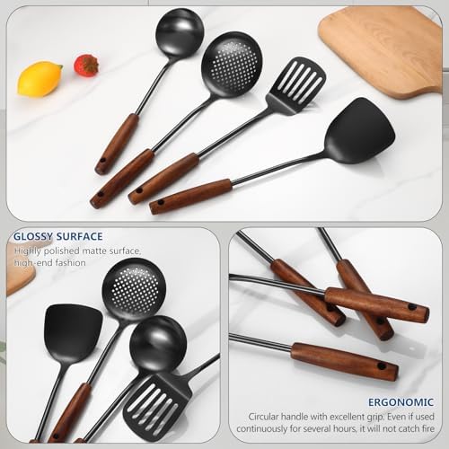 304 Stainless Steel Kitchen Utensils Set, 4 Pcs, Black