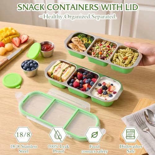 FoldTier 2 Set Stainless Steel Snack Container with Condiment Cup