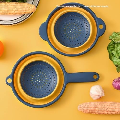 Collapsible Colander, Foldable Silicone Food Strainer with Handle