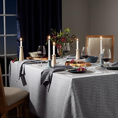 Martha Stewart Honeycomb Modern Farmhouse Tablecloth, Charcoal Grey