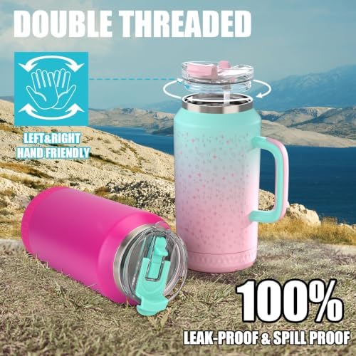 Hydraful 64 oz Tumbler with Handle and Straw - 100% Leak-Proof