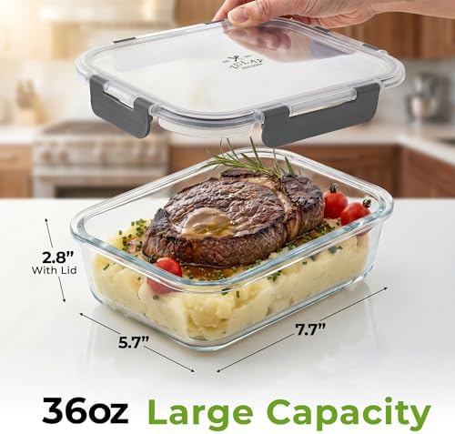 Zulay Kitchen 5-Piece 36oz Glass Storage Containers with Lids