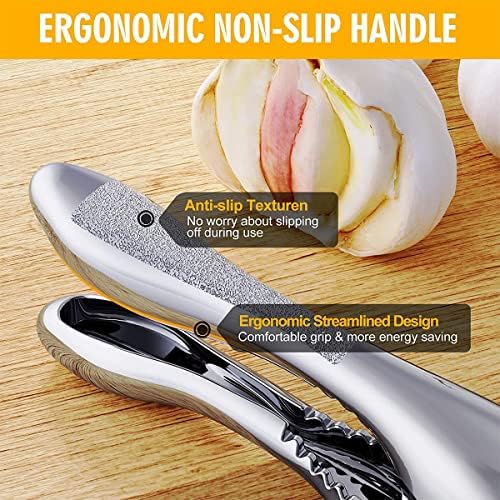 2-in-1 Stainless Steel Garlic Press and Slicer, Silver