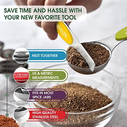 Spring Chef Dual Sided Magnetic Measuring Spoons Set, Multi-Color &