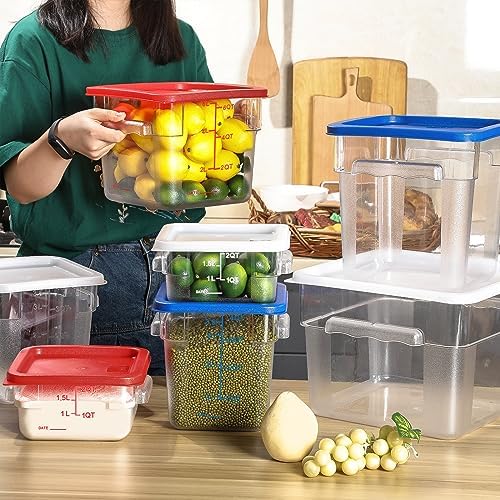 Maxcheck 4 Pcs 4qt Food Storage Container with Lids Bulk Clear, Red