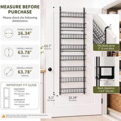 ElegantArray 8-Tier Pantry Door Organizer, Black