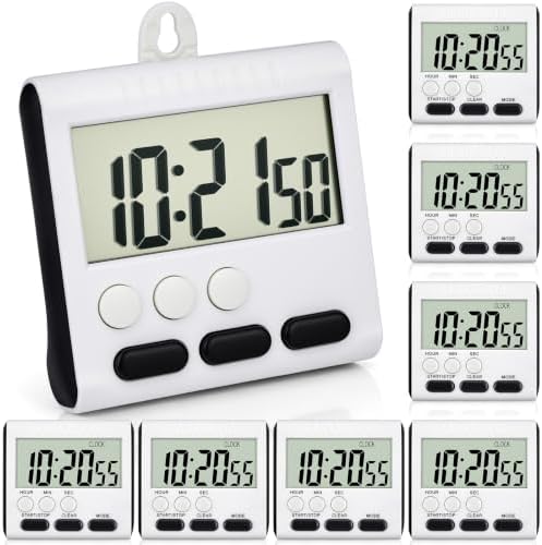 Xuhal 8 Pack Digital Magnetic Kitchen Timers, Black