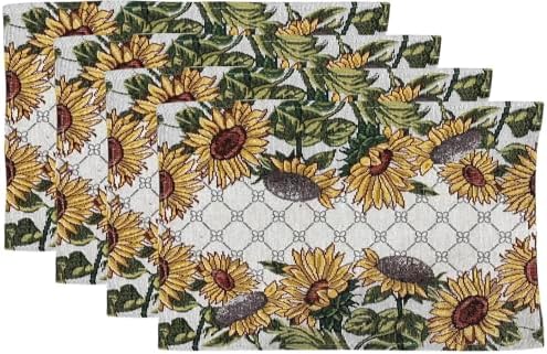 Set of 10 Sunflower Design Tapestry Kitchen Sets Includes 4 Placemats