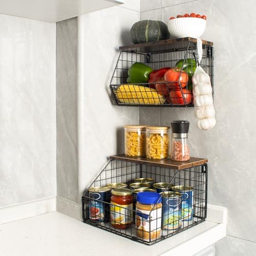 Mefirt Fruit Basket, Stackable Wall Mounted Fruit Baskets, Potato