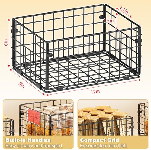 X-cosrack Metal Wire Basket Pantry Baskets Foldable Cabinet Organizers
