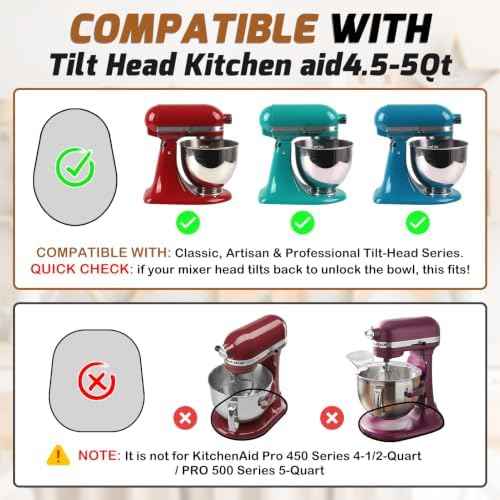 2-in-1 Mixer Slider Mat with Attachment Storage for Kitchen Aid 4.5-5