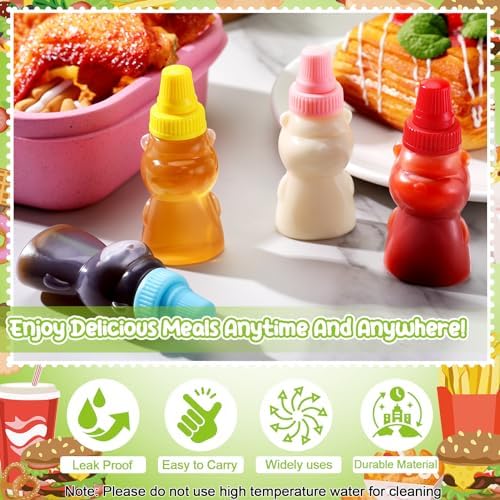 16 Pcs Mini Ketchup Bottles Condiment Squeeze Bottles Bear