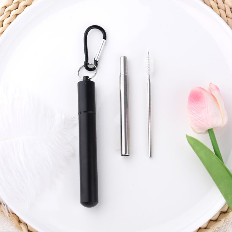 Sisadodo Collapsible Drinking Straws with Cleaning Brush Travel Straw
